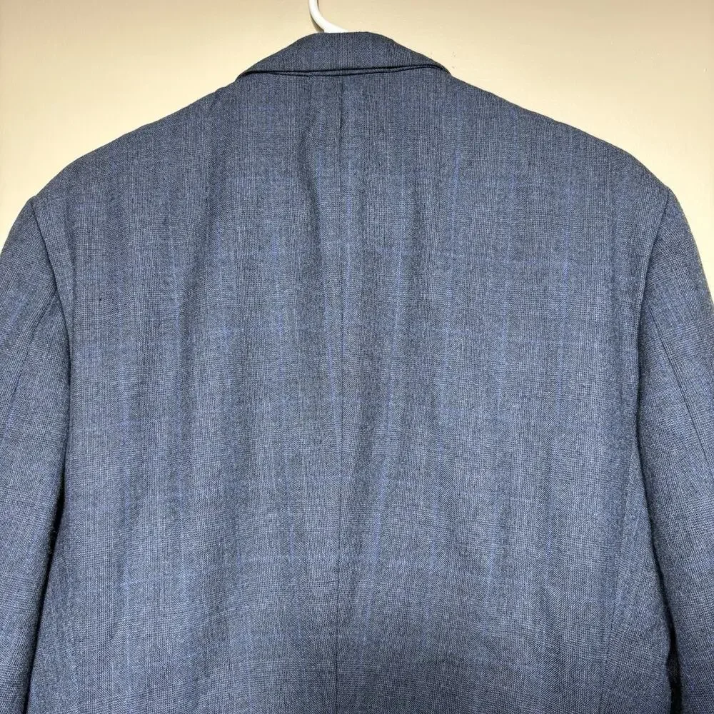 Bombay Town Japan Custom Blue Plaid Check Double Breasted Blazer Suit Coat 40